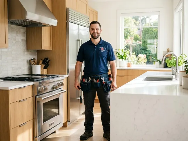 Appliance Repair Hero technician in a Amagansett, NY kitchen after an appliance repair